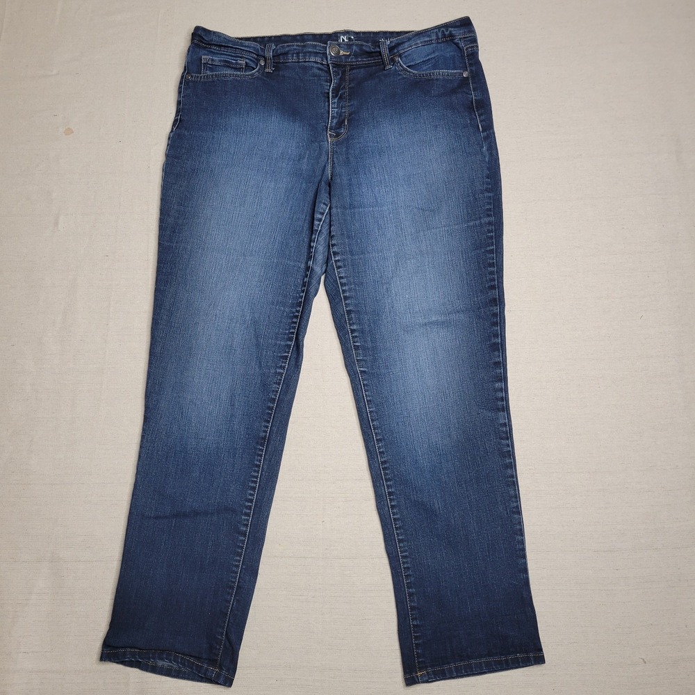 INC Weekend Jeans Women's 14 Short Straight Leg Stretch Blue Denim